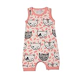 PER ベビー服　カバーオール　ロンパース　猫　フェザー　可愛い　女の子　男の子　袖なし　コットン