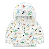 エルフ ベビー(Fairy Baby) ベビー服夏パーカー ジャケットフード付き アウター 冷房対策 薄手 長袖 恐竜柄 size 110 (ホワイト)