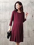 Angeliebe エンジェリーベ マタニティ ワンピース 授乳口付き 七分袖 タック スカート ワンピ 妊婦服 裏地付 お宮参り 産前 産後 M ～ L ボルドー 21047 21047402