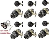 6 Sets of NuSet Fremont(10B) Keyed Same Door Knob and Single Cylinder Deadbolt, Oil Bronze [並行輸入品]