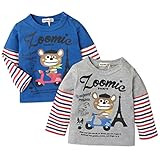 ベビー服 男の子 Tシャツ 長袖 ZOOMIC ズーミック ボーダー柄切替 ロゴプリント (2.グレー/90cm)