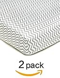 American Baby CompanyPercale Fitted Crib Sheet (,Zigzag Grey) 2 Count by American Baby Company