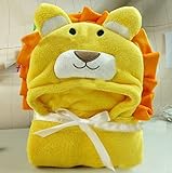 Seasofbeautyキュートソフトベビーコーラルフリースバッグブランケットタオルフード付きバスローブタオル動物形状