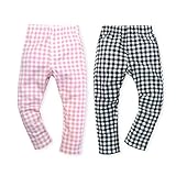 ベビー服 女の子 レギンス パンツ ボトム ストレッチ ミニ裏毛 チェック柄 女児 ベビー (1.ピンク/80cm)