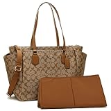 コーチ バッグ アウトレット COACH F58306 IMBDX ラグジュアリー シグネチャー ベビー バッグ トートバッグ ショルダーバッグ カーキ/サドル [並行輸入品]