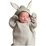 新生児ベビーニットおくるみブランケット幼児3dウサギ耳Sleepingおくるみラップ幼児キュートSleepingバッグ Length:47cm,Bust:64cm,Sleeve:25cm,0-12 M