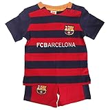 FCバルセロナ フットボールクラブ FC Barcelona オフィシャル 赤ちゃん・ベビー用 ユニフォームスタイル 半袖Tシャツ・ショーツセット 上下セット (3-6ヶ月) (スカーレット/ブルー)