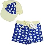 【Babystiy】 ベビー キッズ 男の子 星柄 水着 帽子 2点セット 90~130cm (100cm-110cm)