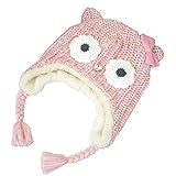 LeafIn ニット帽 キッズ 子供用 帽子 耳付き帽子 耳あて 顔 蝶結び リボン付き 可愛い 秋冬 ベビー 防寒 ボア 女の子 冬用ハット スタイリッシュ (S, ピンク)