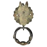 IndianShelfハンドメイド装飾アンティークLook真鍮マルチカラーPatina Tribal Horse面ドアノッカー