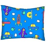 SheetWorld Crib / Toddler Percale Baby Pillow Case - Kiddie Transport - Made In USA by sheetworld
