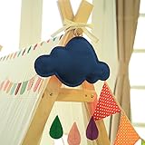 yazi-ベビー　ベッドメリー　モビール　紺色 雲とカラフル雨滴　子供部屋　装飾　デザイン小物　子供写真撮影の小道具　出産祝い 入園祝い 誕生日プレゼント