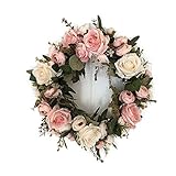 elegantstunning ウェディング/パーティー装飾ぼたん円形花輪　壁掛 インテリア花　撮影道具　33CM　ピンク