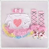 ベビー ワンピース風 ロンパース 長袖 0-3M 3-6M 6-12M 50 60 70 80 おそろいの ヘアバンド ブーティ 付き 女児 787 (6-12M, ハート)