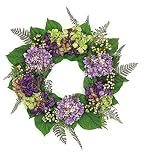 24" Decorative Purple and Green Hydrangea and Berry Artificial Floral Wreath - Unlit