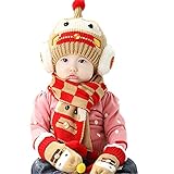 baby-mine（ベイビーマイン) ベビー&キッズ ニット帽 マフラー 手袋 あったか３点セット 車フェイス&ポンポン お誕生日プレゼント 御出産祝い 防寒着 (ベージュ)