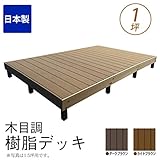 ウッドデッキ 樹脂 日本製 1坪用 縁台 192.5×193.15×31.5cm/ライトブラウン