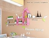 ALUP- ヨーロッパの牧歌的な木製の壁の棚/フローティングシェルフ/プラントスタンド、壁掛けテレビの背景居間の装飾の棚の壁の棚 ( 色 : ピンク ぴんく )