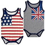 アメリカ合衆国やイギリスのスタイルの男の子のノースリーブのロンパースジャンプスーツ (6-12M, 灰色)