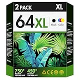 64XLインクカートリッジコンボパック リサイクル交換用 HP Ink 64 HP64 64XL 64 XL用 Envy Photo 7858 7855 7155 6255 6252 7120 7158 Envy 7255e 7955e 7958e Tango X Terra プリンター ブラック、カラー)。