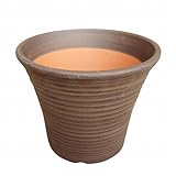 8号 DLローズ 千段柄 ブラウン 深型 植木鉢 おしゃれ 陶器 穴あり 三河焼