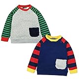 (グレー/90cm)ベビー服 男の子 トレーナー 長袖 LITTLE BEAR CLUB リトルベアークラブ 裏起毛 爆温 ボーダー 配色切替 ラグラン ボアポケット スナップボタン 男児 ベビー