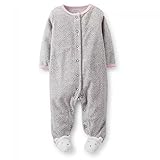 Carter's （カーターズ）女の子グレー白クマちゃんマイクロフリースMicrofleece 3ヶ月 3M (55-61cm) 足つきロンパース カバーオール & パジャマ出産祝い [並行輸入品]