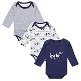 エルフ ベビー(Fairy Baby)ベビーロンパースボディスーツ 肌着 長袖 男の子 3枚セット紺色(サイズ：0-3M)