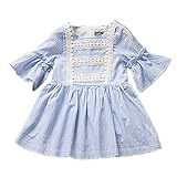 Candykids　女の子ドレス ガールズワンピース 夏サマー 可愛いベビー 子供女の子ドレス ガールズワンピース　女の子　子供ワンピース　フォーマル　半袖 (110cm, ブルー)