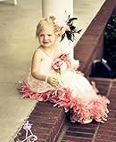 ラグジュアリーベビードレス☆ダスティローズロマンス☆　ファーストドレスは海外ドレスをセミオーダーメイドフェザーをふんだんに使った海外デザイナーならではの美しいデザイン。写真栄えにうんと差がでます。