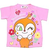 【本体綿100％】2017年 夏物 アンパンマン 天竺 ４キャラフェイス めくる 半袖Ｔシャツ Anpanman ピンク-ドキンちゃん◇90cm