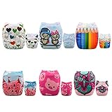 ALVABABY 布おむつ ワン・サイズ 調節可能 洗濯可能 再利用可能 赤ちゃん（男の子/女の子用） 6パック  12×マイクロファイバー・インサート 10×バンブー・インサート  All in o