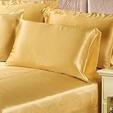 Lilysilk 19 Momme Seamless 100% Mulberry Silk Fitted Sheet Gold California King [並行輸入品]