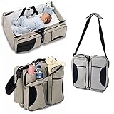 Lovelybaby多機能　大容量 　高機能　防水 マミバッグ 　 ママバッグ 　折りたたみ式　　ベビーベッド 　旅行　便利　おむつ換えシート　　 ショルダーバッグ (ベージュ黄色)