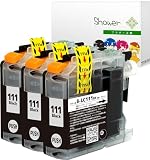 Shower LC111 (BK/ブラック) 3本セット ブラザー (brother)用 インク LC111BK 互換インクカートリッジ QR/WEB説明あり 残量表示対応 国内梱包検品を実施 LC111BK-3