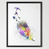 Dignovel Studios 8X10 Feather and Birds Watercolor Art Print Pinky Nursery decor Kids Art Print Wedd