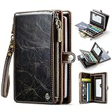 XIMAND パスポートホルダー ウォレットバッグ 11個のカードスロットとパスポート用ポケット、現金用ポケット、写真用ポケット、RFIDブロッキングリストレットストラップ付き 旅行用 ブラウン