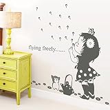 EMIRACLEZE Christmas Gift Holiday Shopping Blow Bubbles Girl Removable Mural Wall Stickers Wall Deca