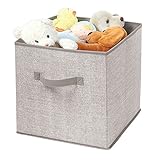 mDesign Fabric Storage Organizer Cube for Nursery to Hold Baby Clothes Toys Stuffed Animals - Linen 