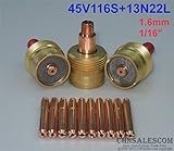CHNsalescom 13個大ガスレンズコレットボディ45V116Sコレット13N22L WP-9/20/25 1.6mm 1/16
