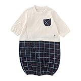 (チャックル) chuckle * ボンシュシュ * 切替え チェック柄 新生児 ツーウェイオール アイボリー 50-60cm P5276-00-11