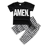 Lovoski 子供　男の子　綿　Tシャツ　パンツ　2点セット　ストライプ柄　カジュアル　遊び着　ギフト　全5サイズ - 110cm