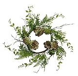 24 Green and Burgundy Red Artificial Succulent Plant and Mixed Fern Wreath - Unlit [並行輸入品]