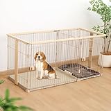 タピパンダ＼TAPI PANDA 犬用ゲージ 犬 ケージ 屋根付き 脱走防止 小型犬 中型犬 大型犬 ペットサークル 木製 トイレ別 組立簡単 掃除簡単 (ナチュラル, M)