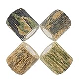 BOROLA 多機能 伸縮性 カモフラージュテープ 迷彩テープ 包帯素材 ジャングル迷彩 偽装 幅5cm (4本, 迷彩4色)