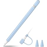Fintie for Apple Pencil 第1世代用シリコン保護ケース カバー グリップ Apple Pencil ホルダー 握りやすい 軽量 全面保護 紛失 落下防止 スリーブ ケース ペン先カバーとUSBケーブル連接カバー付き (スカイブル
