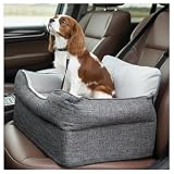 Avont 犬用 ドライブベッド ペットドライブボックス 車 助手席 後部座席 小型犬 猫用 飛び出し防止 厚め 取り外し可能カバー 洗濯機対応 お手入れ簡単 中小型犬 お出かけ 旅行 -グレー