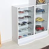 【地球家具】【耐震 鍵付 専用 フィギュア 棚】 レギュラー ロータイプ 背面ミラー付 大きさが選べるコレクションラック (深型（奥行39cm）, ホワイト)