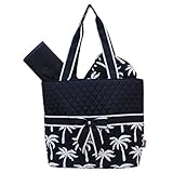 Tropical Palm Tree Print Quilted 3pc set Diaper Bag by NGIL [並行輸入品]