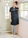 Angeliebe エンジェリーベ マタニティ パジャマ 授乳口付き 天竺 ドット ワンピ & 無地 パンツ ナイティ 妊婦服 産前 産後 半袖 前開き M ネイビー 21822 21822360